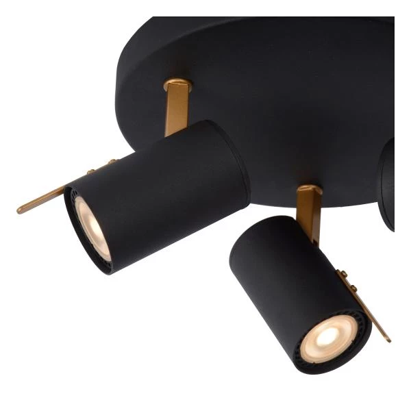 Lucide GRONY - Plafondspot - LED Dim to warm - GU10 - 3x5W 2200K/3000K - Zwart - detail 1